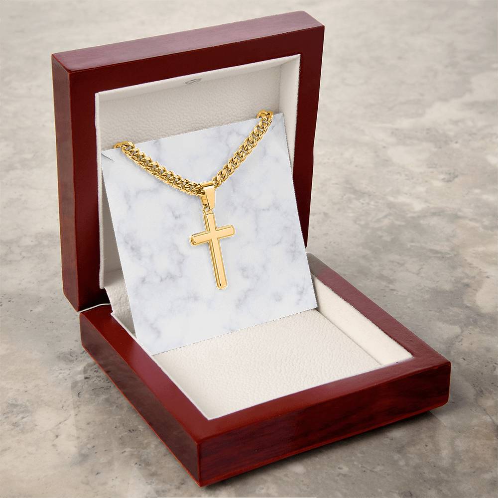 Personalized Cuban Link Chain Cross Necklace: Divine Link