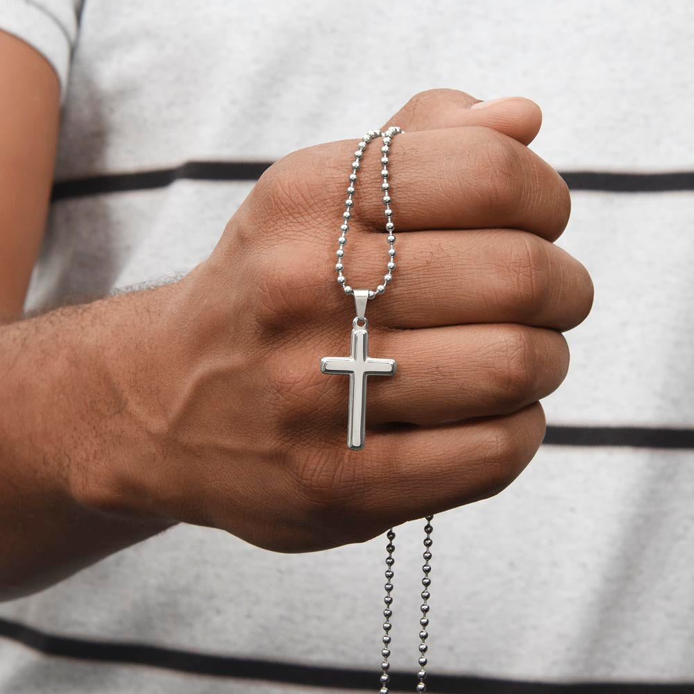 Personalized Cross Necklace Ball Chain: Gradivia Guardian