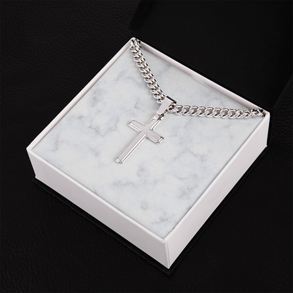 Personalized Cuban Link Chain Cross Necklace: Divine Link