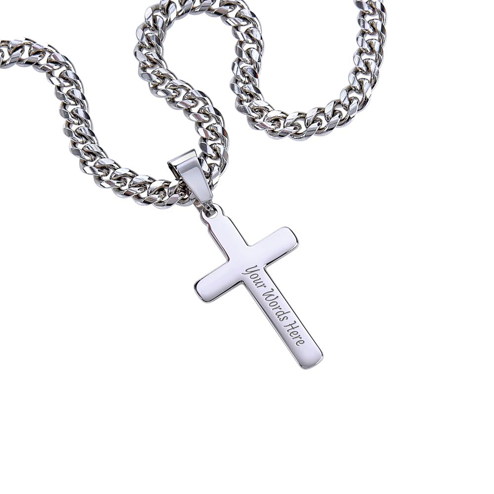 Personalized Cuban Link Chain Cross Necklace: Divine Link