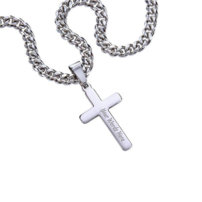 Personalized Cuban Link Chain Cross Necklace: Divine Link