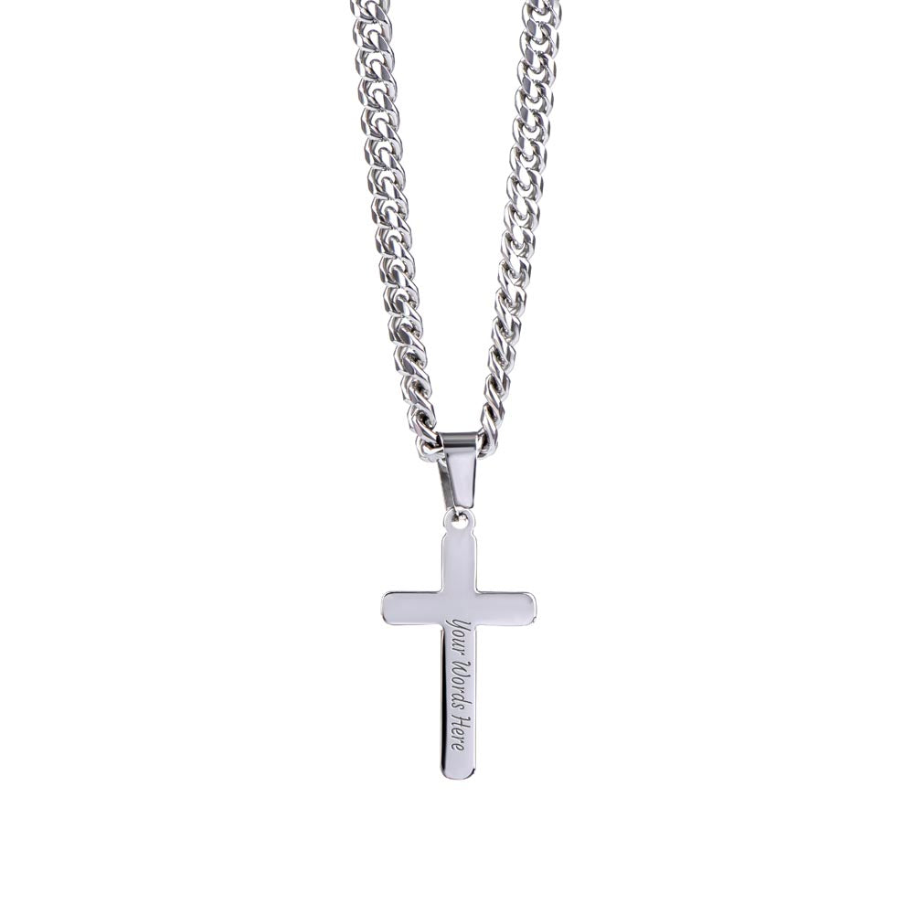 Personalized Cuban Link Chain Cross Necklace: Divine Link