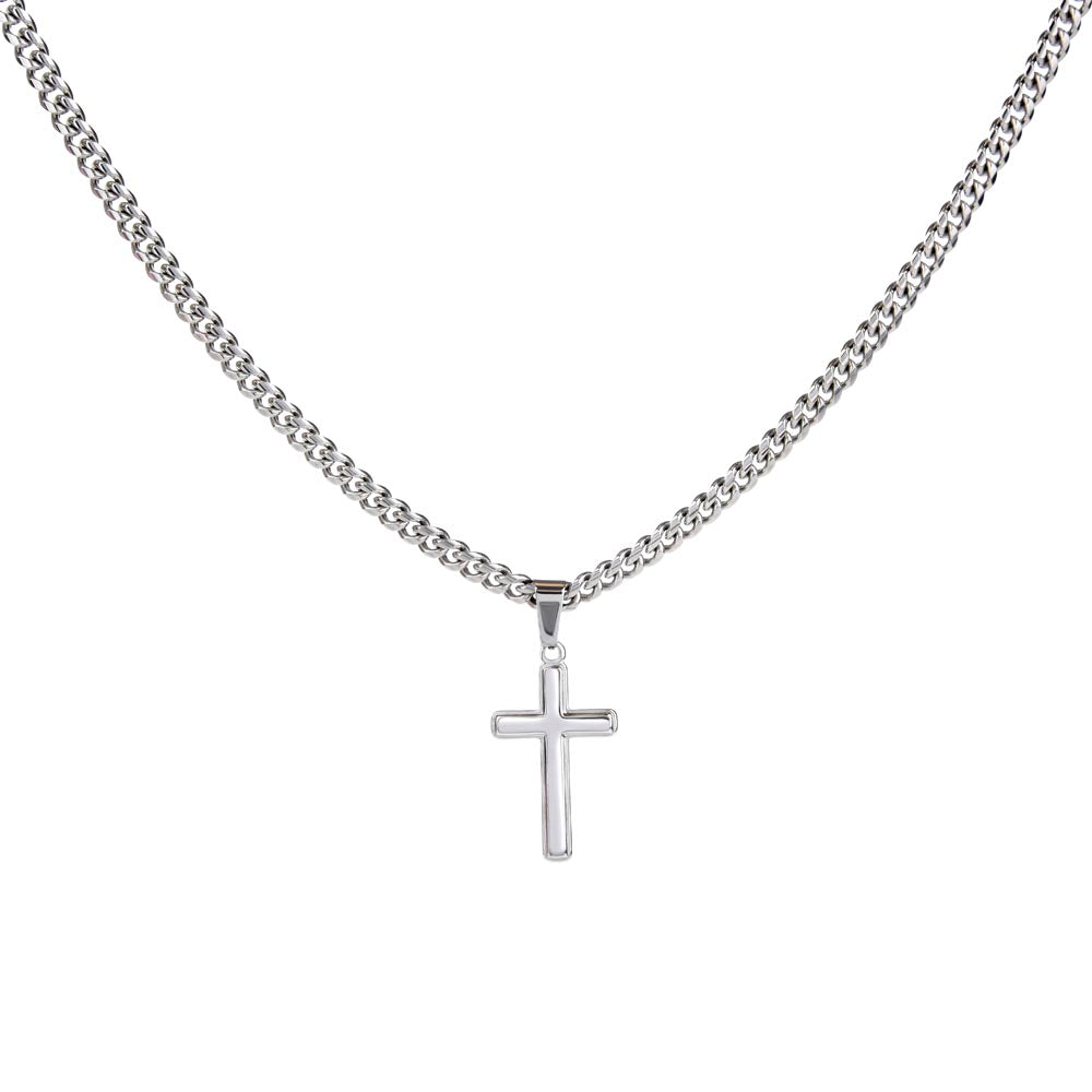 Personalized Cuban Link Chain Cross Necklace: Divine Link