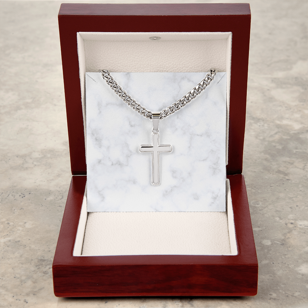 Personalized Cuban Link Chain Cross Necklace: Divine Link