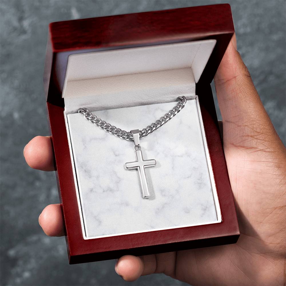 Personalized Cuban Link Chain Cross Necklace: Divine Link