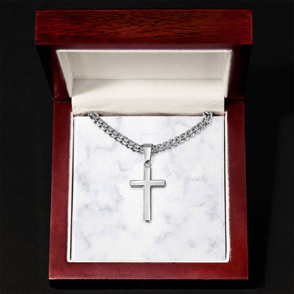 Personalized Cuban Link Chain Cross Necklace: Divine Link