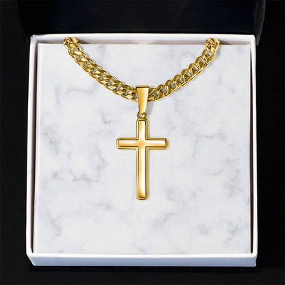 Personalized Cuban Link Chain Cross Necklace: Divine Link