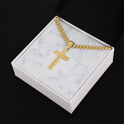 Personalized Cuban Link Chain Cross Necklace: Divine Link