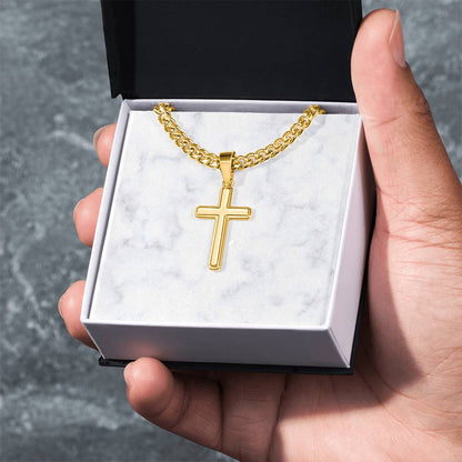 Personalized Cuban Link Chain Cross Necklace: Divine Link