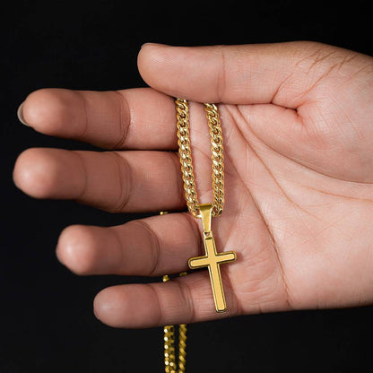 Personalized Cuban Link Chain Cross Necklace: Divine Link