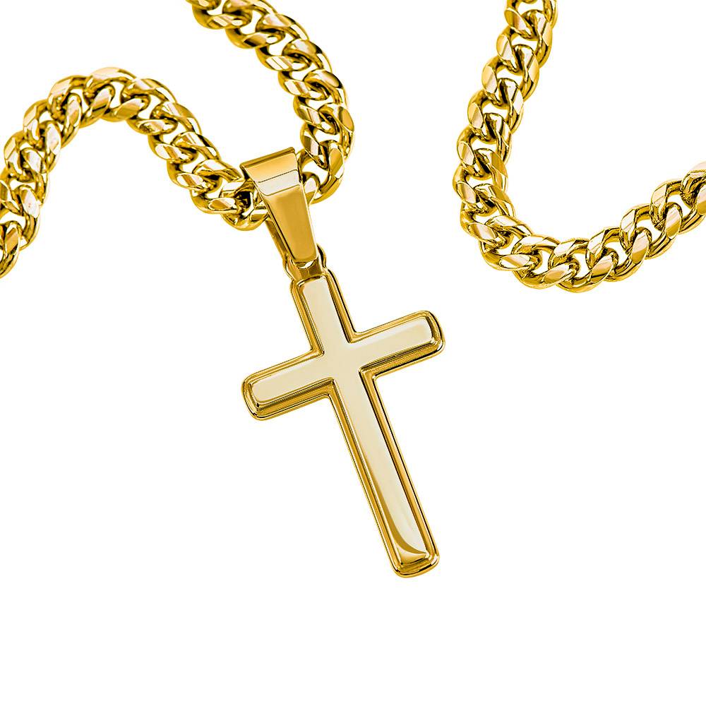 Personalized Cuban Link Chain Cross Necklace: Divine Link