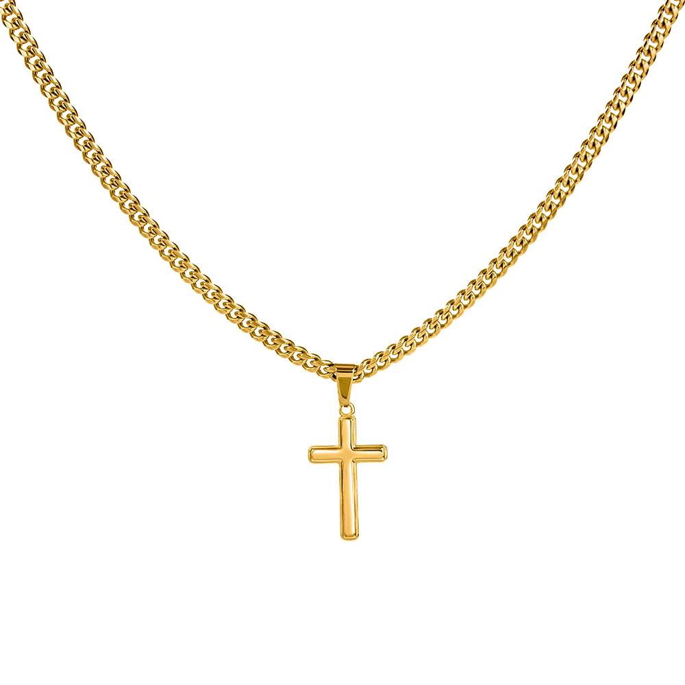 Personalized Cuban Link Chain Cross Necklace: Divine Link