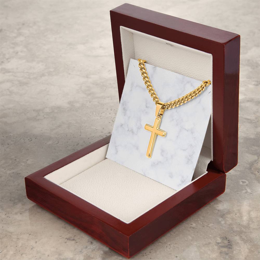 Personalized Cuban Link Chain Cross Necklace: Divine Link