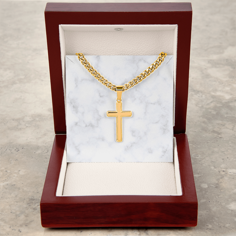 Personalized Cuban Link Chain Cross Necklace: Divine Link