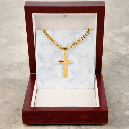 Personalized Cuban Link Chain Cross Necklace: Divine Link