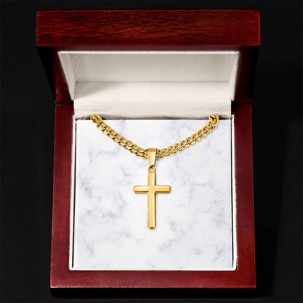 Personalized Cuban Link Chain Cross Necklace: Divine Link