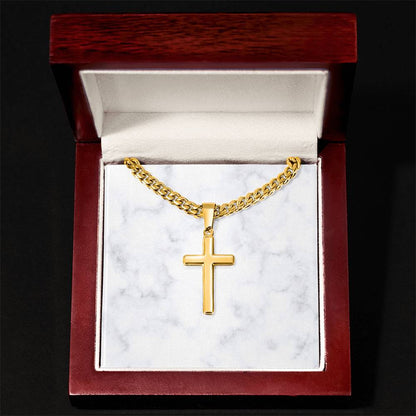 Personalized Cuban Link Chain Cross Necklace: Divine Link